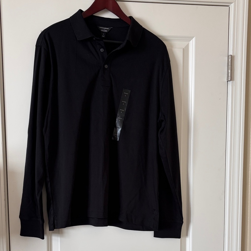 Banana Republic Long Sleeve Black Polo